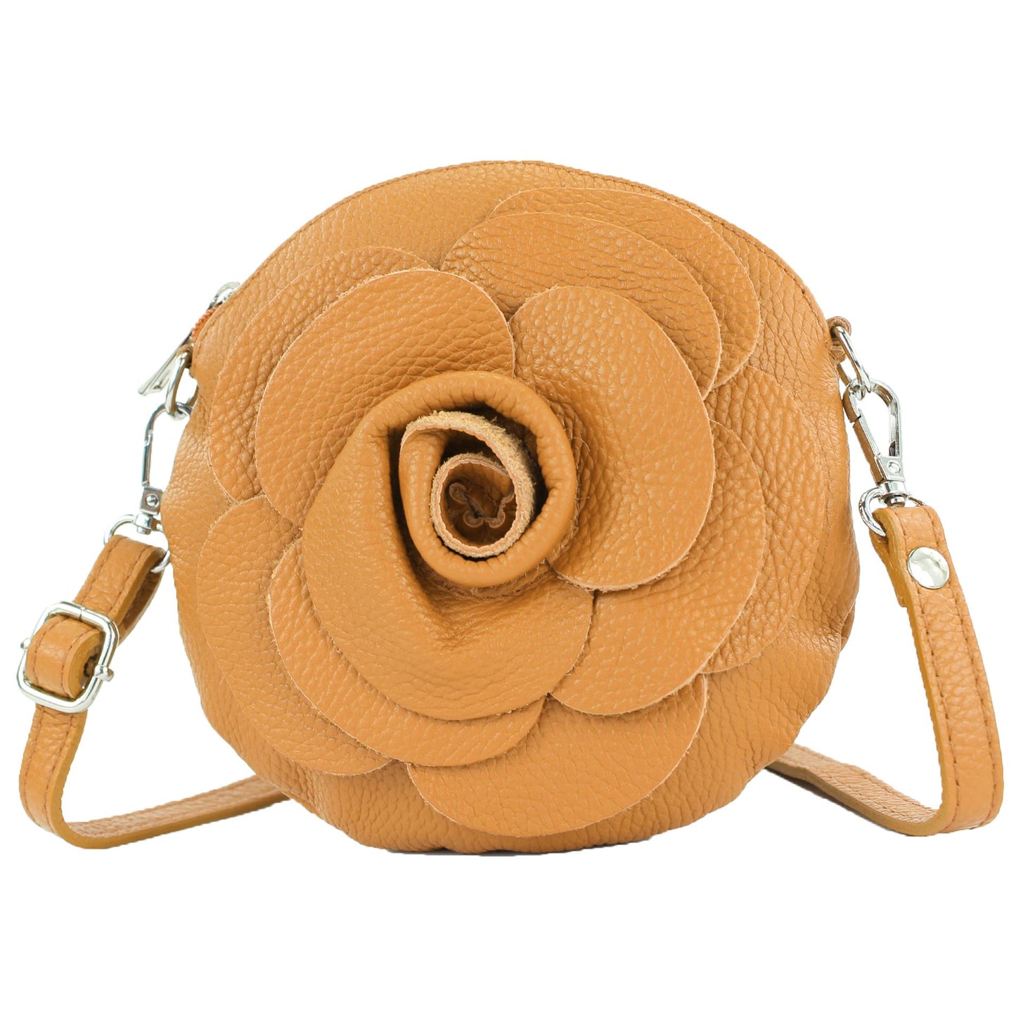 modamoda de T225 Damen Leder Umhängetasche Abendtasche Clutch Blüte Klein handmade in Italy