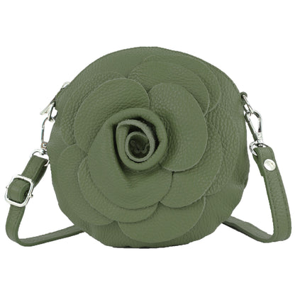 modamoda de T225 Damen Leder Umhängetasche Abendtasche Clutch Blüte Klein handmade in Italy