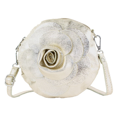 modamoda de T225 Damen Leder Umhängetasche Abendtasche Clutch Blüte Klein handmade in Italy