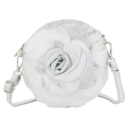 modamoda de T225 Damen Leder Umhängetasche Abendtasche Clutch Blüte Klein handmade in Italy