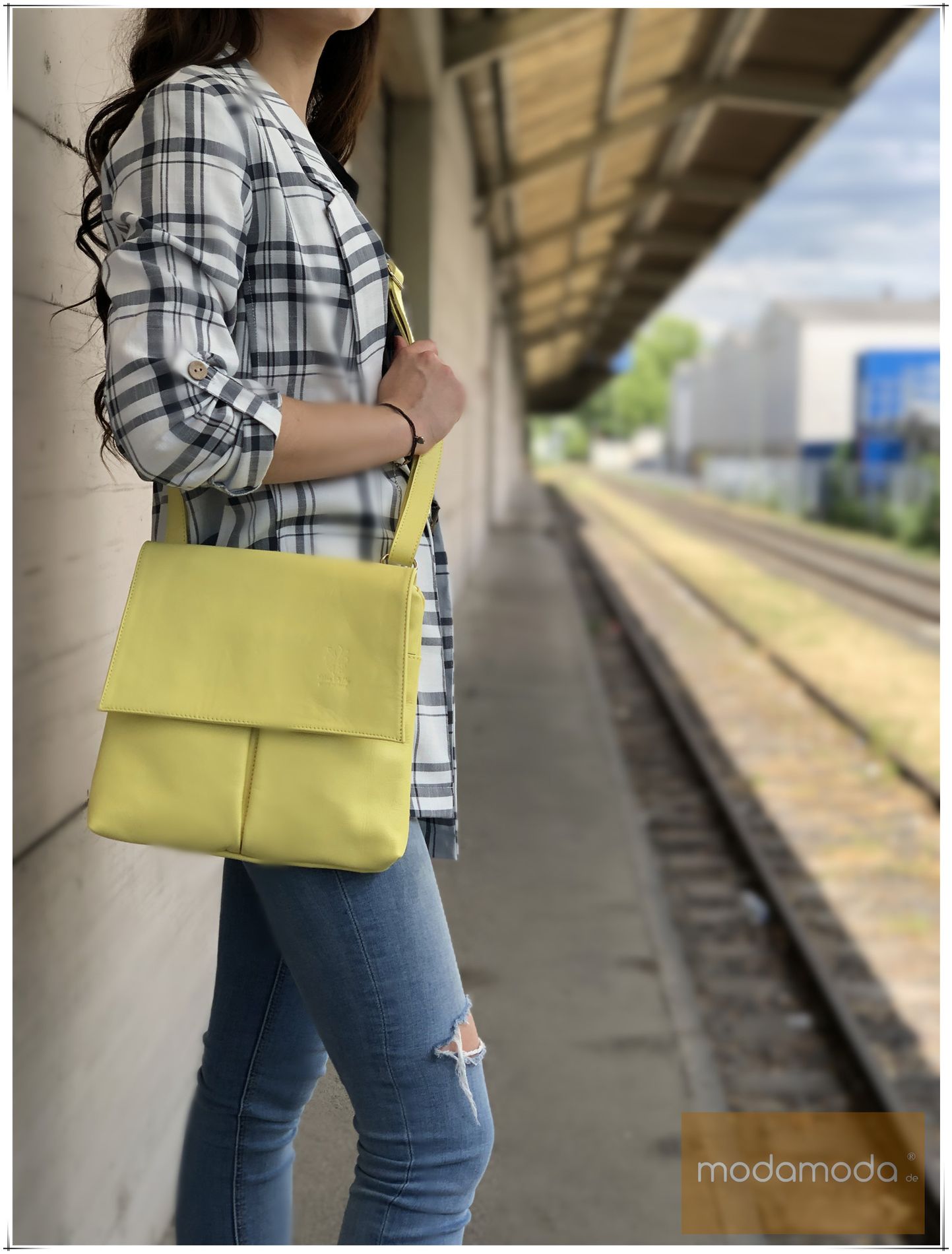 modamoda de T63LEDER Damen Leder Umhängetasche Schultertasche handmade in Italy