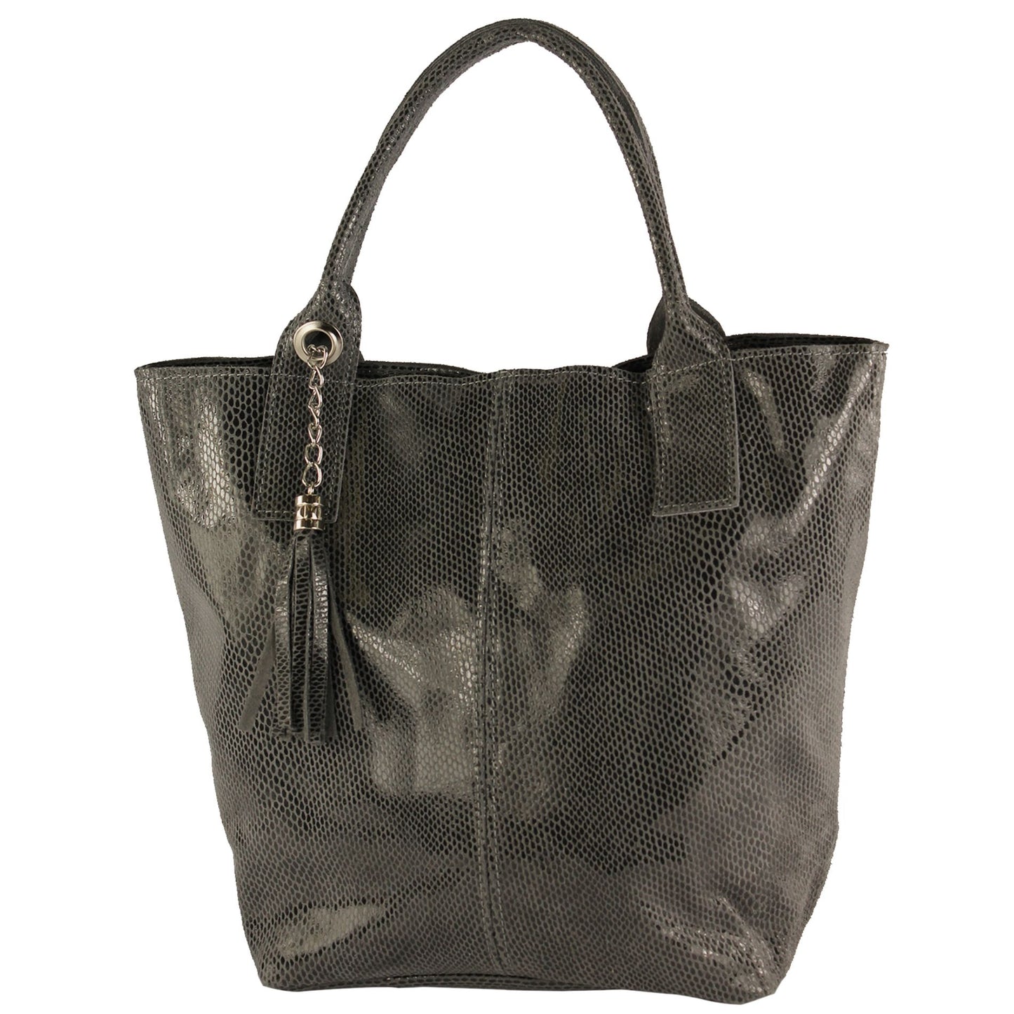 modamoda de - T248 -  Ital. Shopper Large mit Innentasche aus Leder