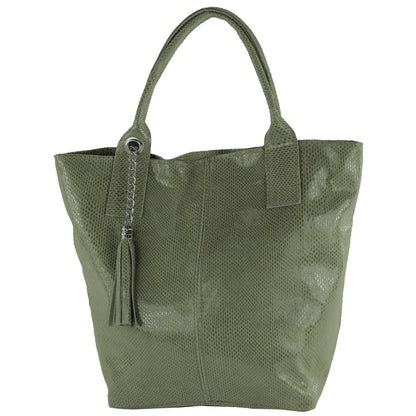 modamoda de - T248 -  Ital. Shopper Large mit Innentasche aus Leder