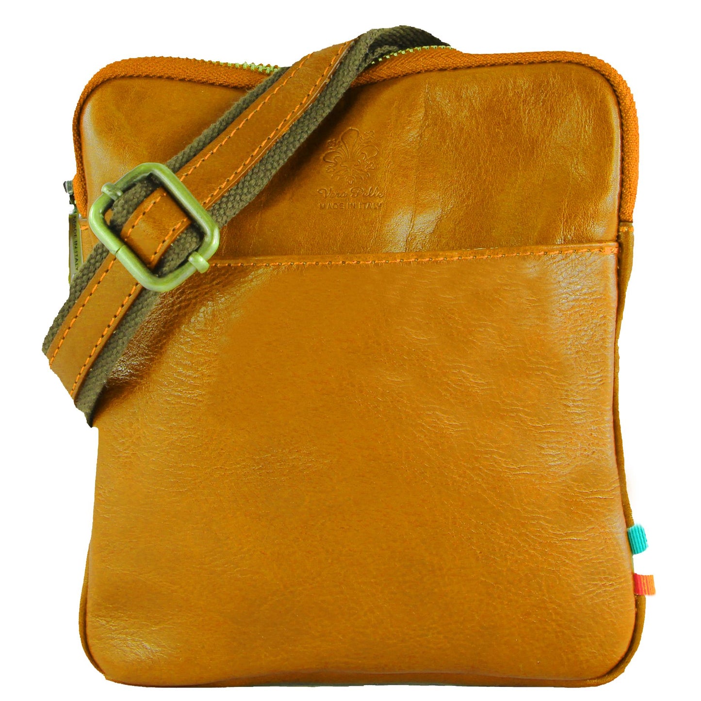 modamoda de - T256 - ital. Umhängetasche Messengertasche Klein aus Leder