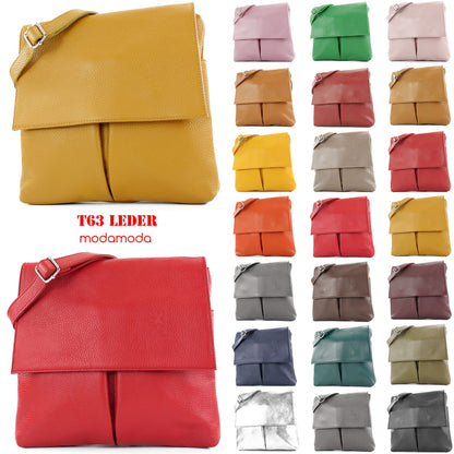 modamoda de T63LEDER Damen Leder Umhängetasche Schultertasche handmade in Italy