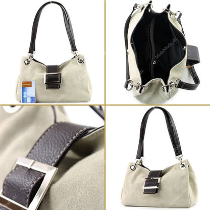 modamoda de - TL02 -  ital Kleine Henkeltasche aus Wildleder