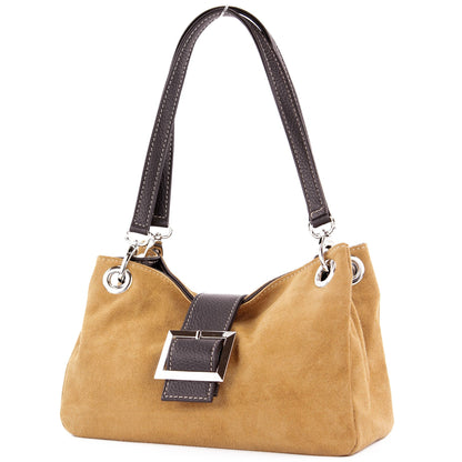 modamoda de - TL02 -  ital Kleine Henkeltasche aus Wildleder