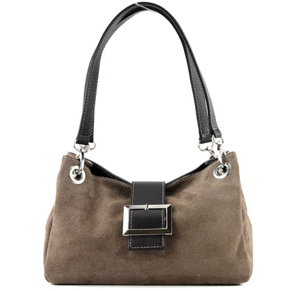 modamoda de - TL02 -  ital Kleine Henkeltasche aus Wildleder