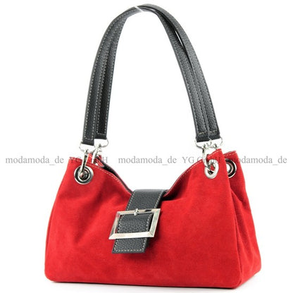 modamoda de - TL02 -  ital Kleine Henkeltasche aus Wildleder