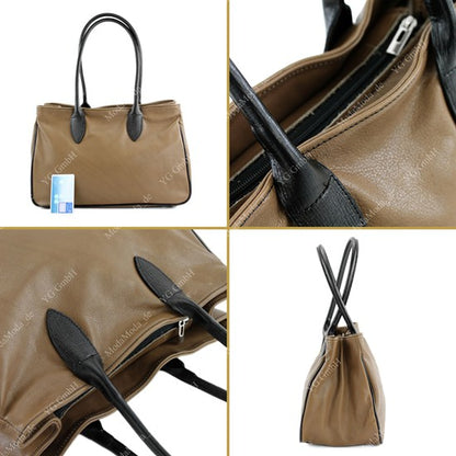 modamoda de - T51 -  ital Handtasche aus Leder Nappaleder