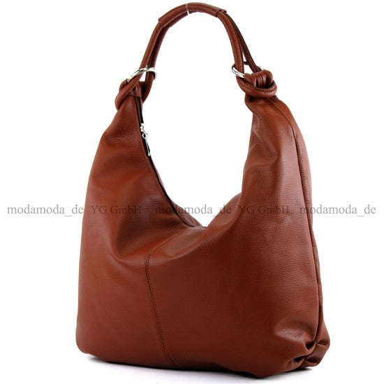 modamoda de - 337 - Damen Schultertasche Shopper Leder made in Italy