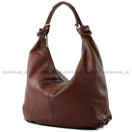 modamoda de - 337 - Damen Schultertasche Shopper Leder made in Italy