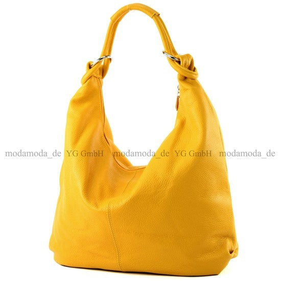 modamoda de - 337 - Damen Schultertasche Shopper Leder made in Italy