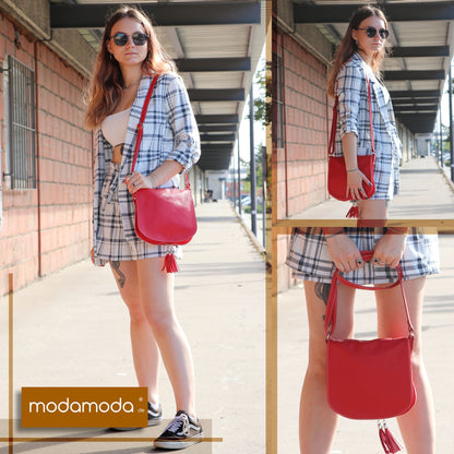 modamoda de - T06 - ital Messenger Umhängetasche aus Leder