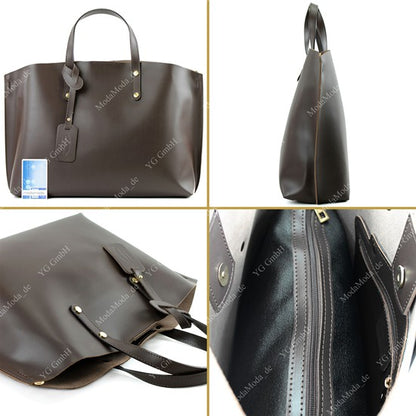 modamoda de - T104 - ital Damentasche DIN A4 Shopper Leder