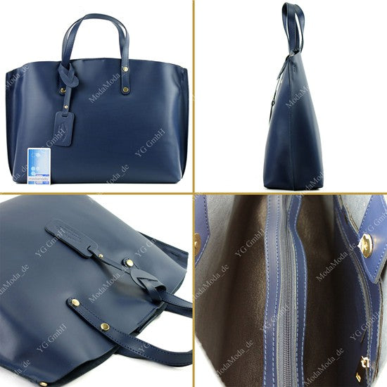 modamoda de - T104 - ital Damentasche DIN A4 Shopper Leder