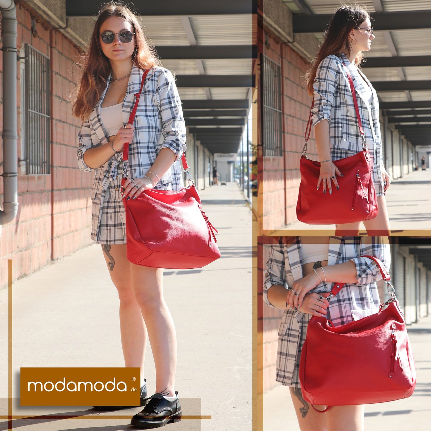 modamoda de - T121 - ital Shopper aus Leder/Nappaleder Groß
