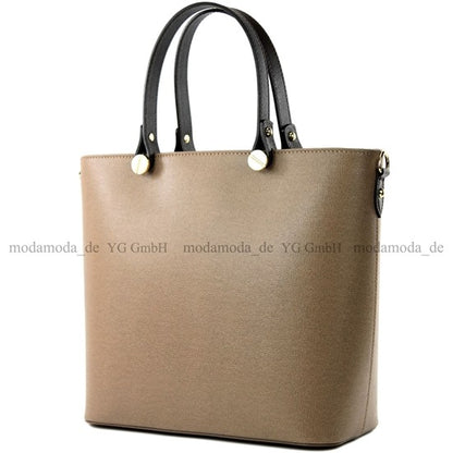 modamoda de - T132 -  ital Damentasche Shopper aus Echtleder