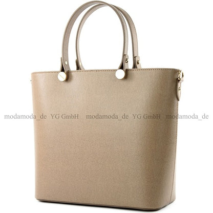 modamoda de - T132 -  ital Damentasche Shopper aus Echtleder