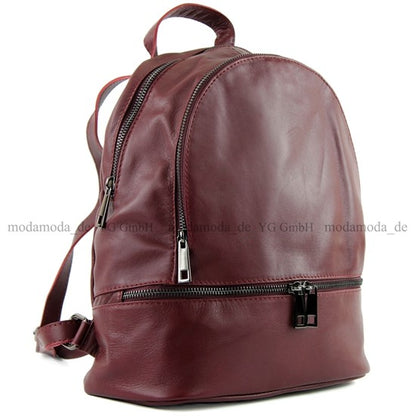 modamoda de - T137 -  ital Damen Rucksacktasche aus Leder