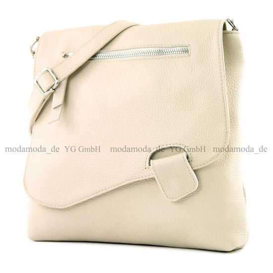 modamoda de - T146 - ital Messengertasche Umhängetasche aus Leder