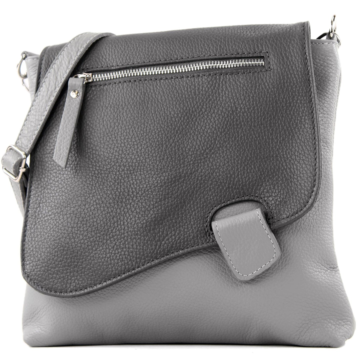 modamoda de - T146 - ital Messengertasche Umhängetasche aus Leder