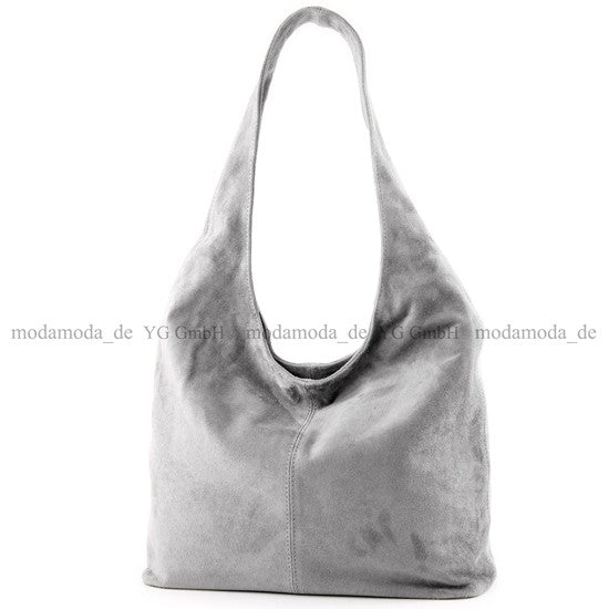 modamoda de - T150 - ital Schultertasche aus Leder Wildleder