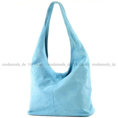 modamoda de - T150 - ital Schultertasche aus Leder Wildleder