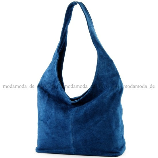 modamoda de - T150 - ital Schultertasche aus Leder Wildleder