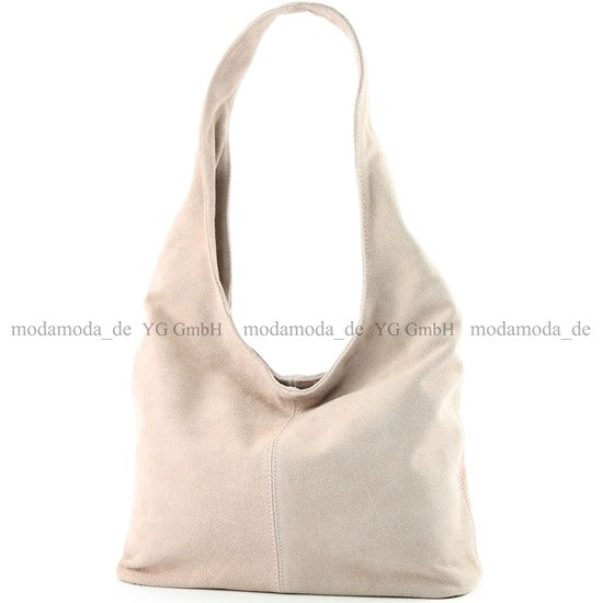 modamoda de - T150 - ital Schultertasche aus Leder Wildleder