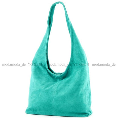 modamoda de - T150 - ital Schultertasche aus Leder Wildleder