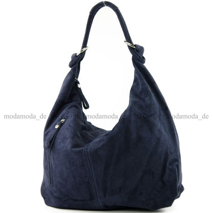 modamoda de - T158 - ital Schultertasche aus Wildleder Leder