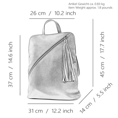 modamoda de - T141 - ital Damen Rucksacktasche 3in1 aus Leder