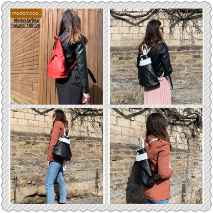 modamoda de - T179 - ital: Damen Rucksack Tasche aus Leder