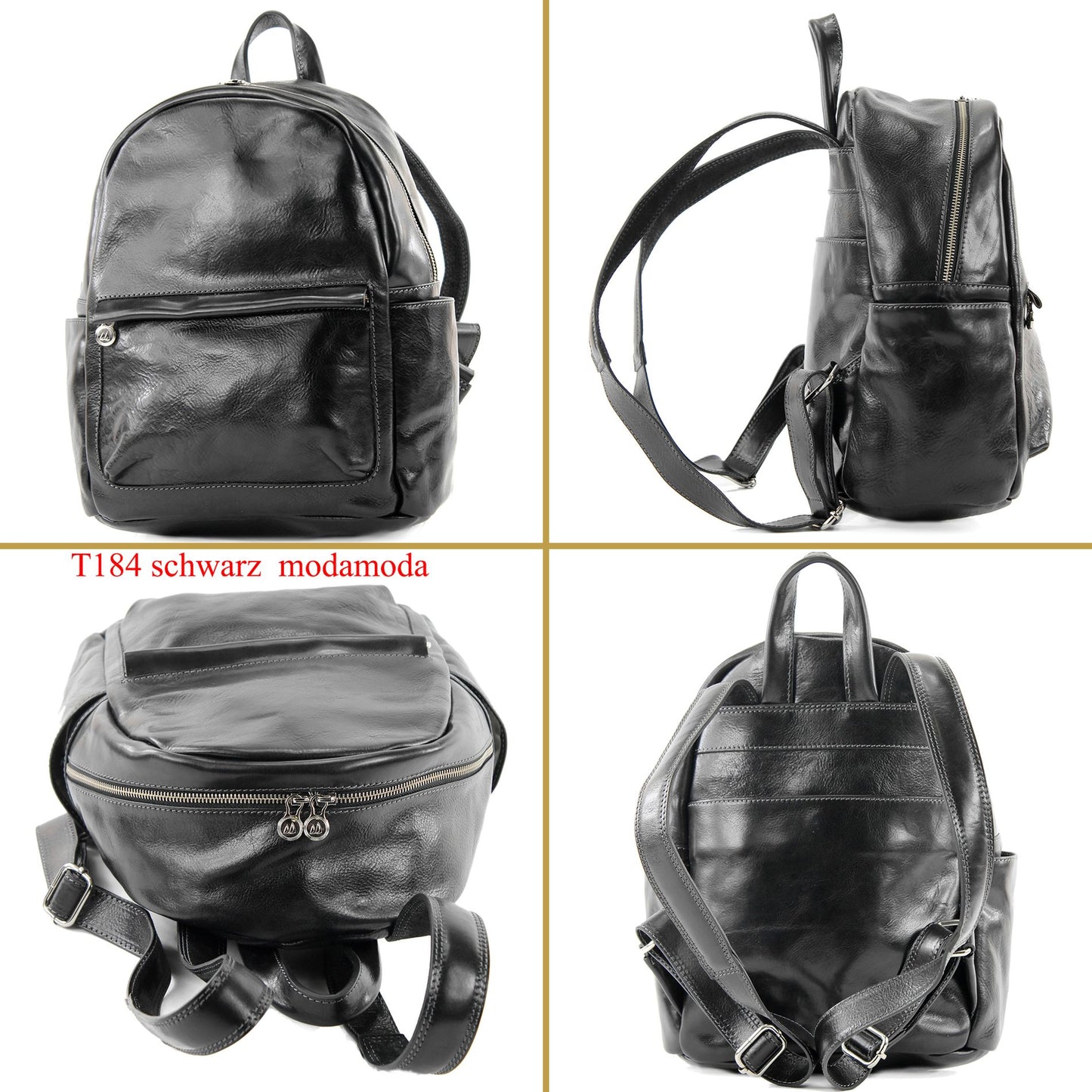 modamoda de - T184 - ital. Rucksack Unisex aus Tamponato Leder