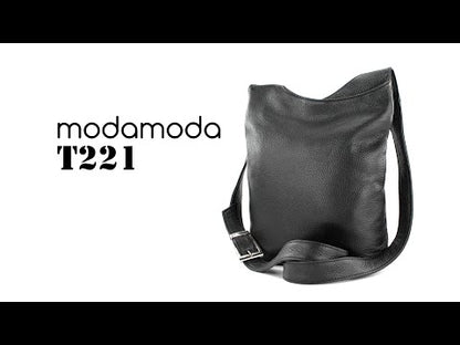 modamoda de - T221 - ital. Umhängetasche Schultertasche Medium aus Leder