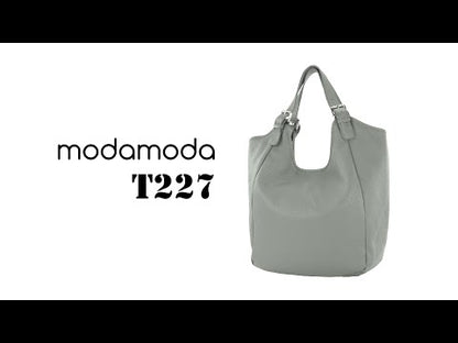 modamoda de - T227 -  Ital. Shopper Schultertasche Large aus Leder