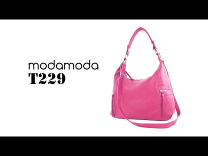 modamoda de - T229 -  ital Schultertasche Shopper aus Leder
