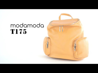 modamoda de - T175 - ital Damen Rucksack Tasche aus Leder