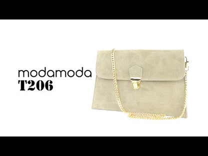 modamoda de - T206 - ital. Clutch aus Wildleder mit Goldkette
